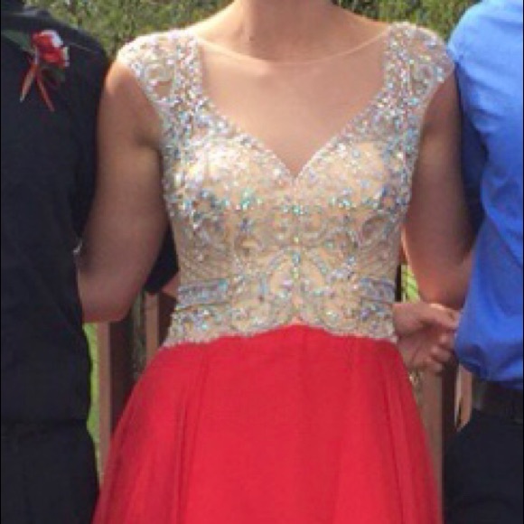 Clarisse Red Long Prom Dress - Picture 6 of 7